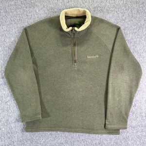 Timberland Quarter Zip Fleece Jacket Men's 2XL Green Sherpa Collar Pullover